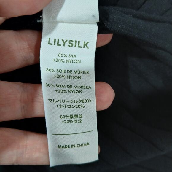 Lilysilk Vivi Dress Womens Large Black Silk Knit Pleated Midi Long Sleeve NWT - Picture 12 of 15